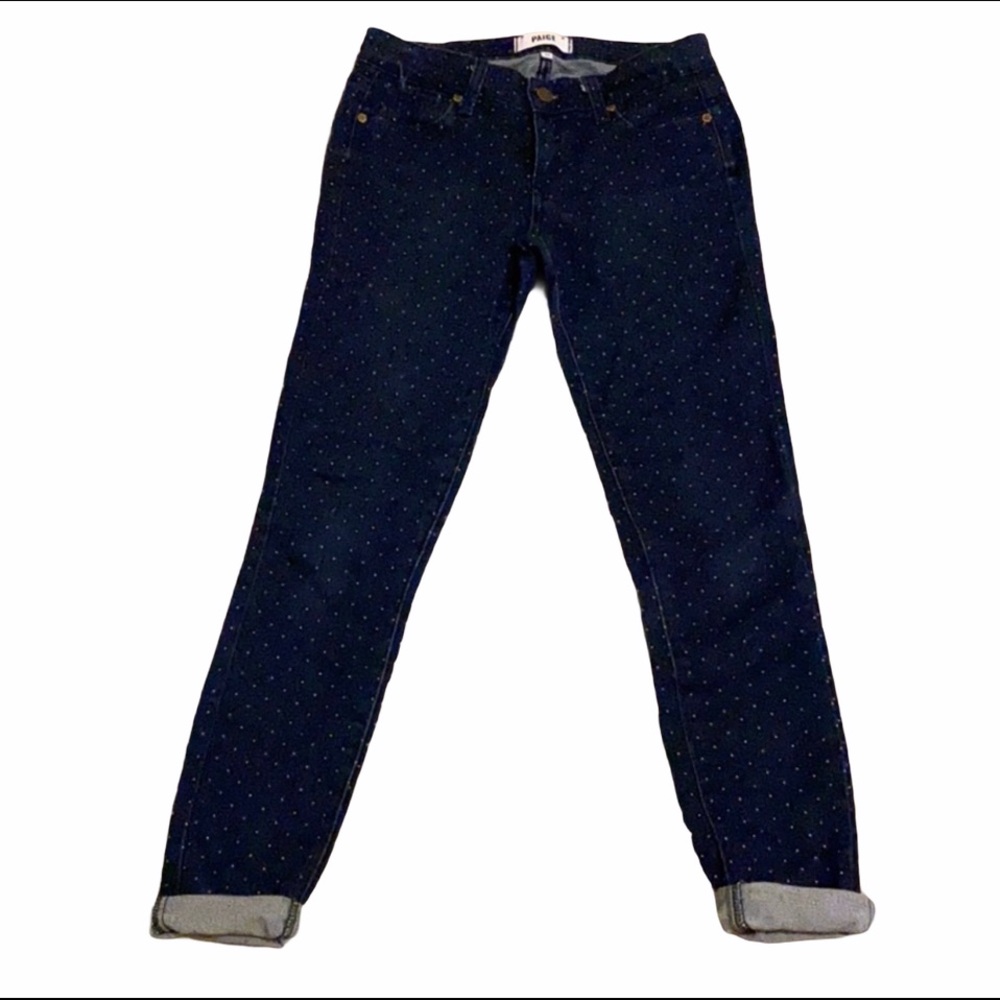 Paige Dark Denim Polka Dot Jeans